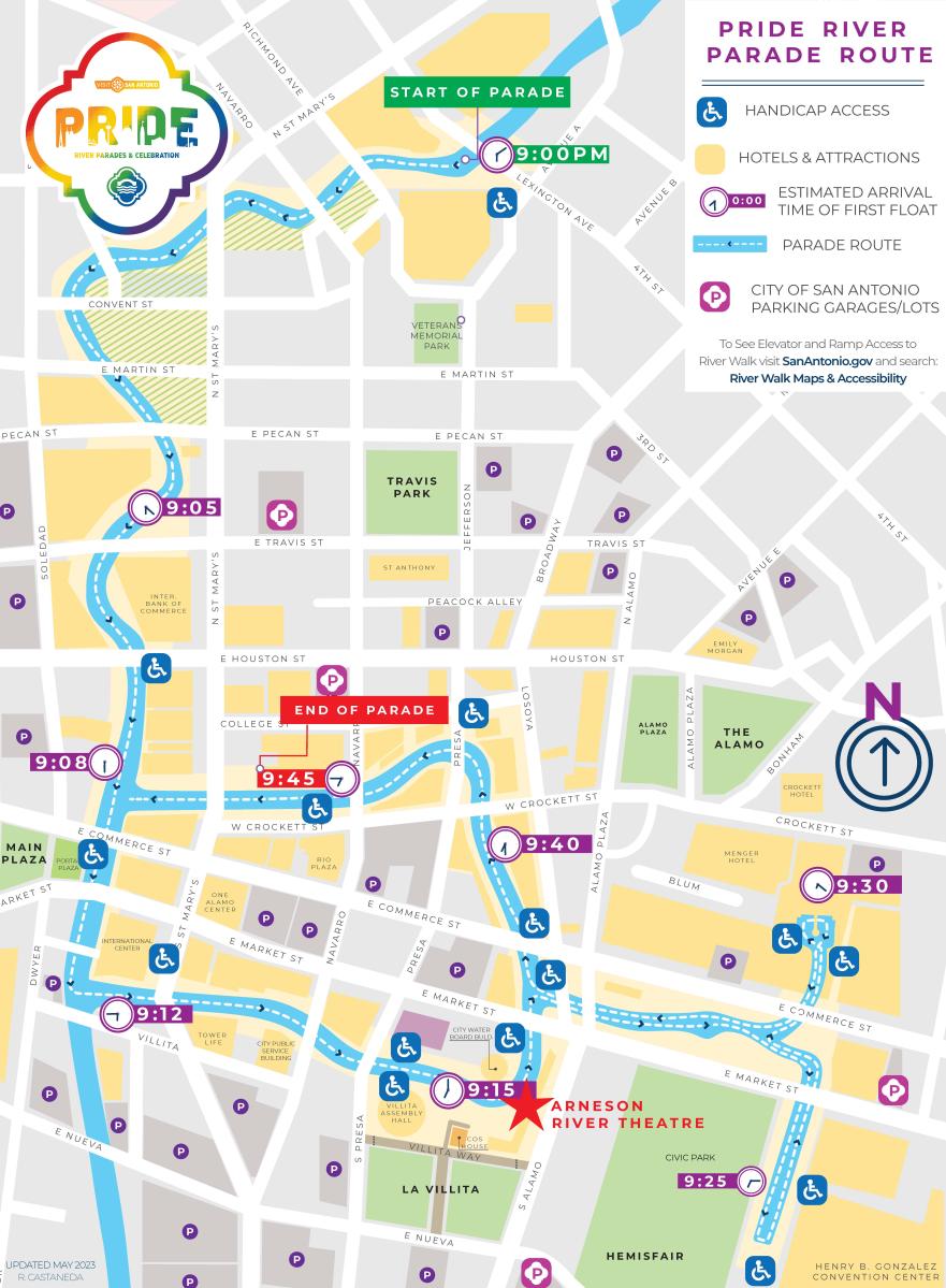 Map of parade route on River Walk