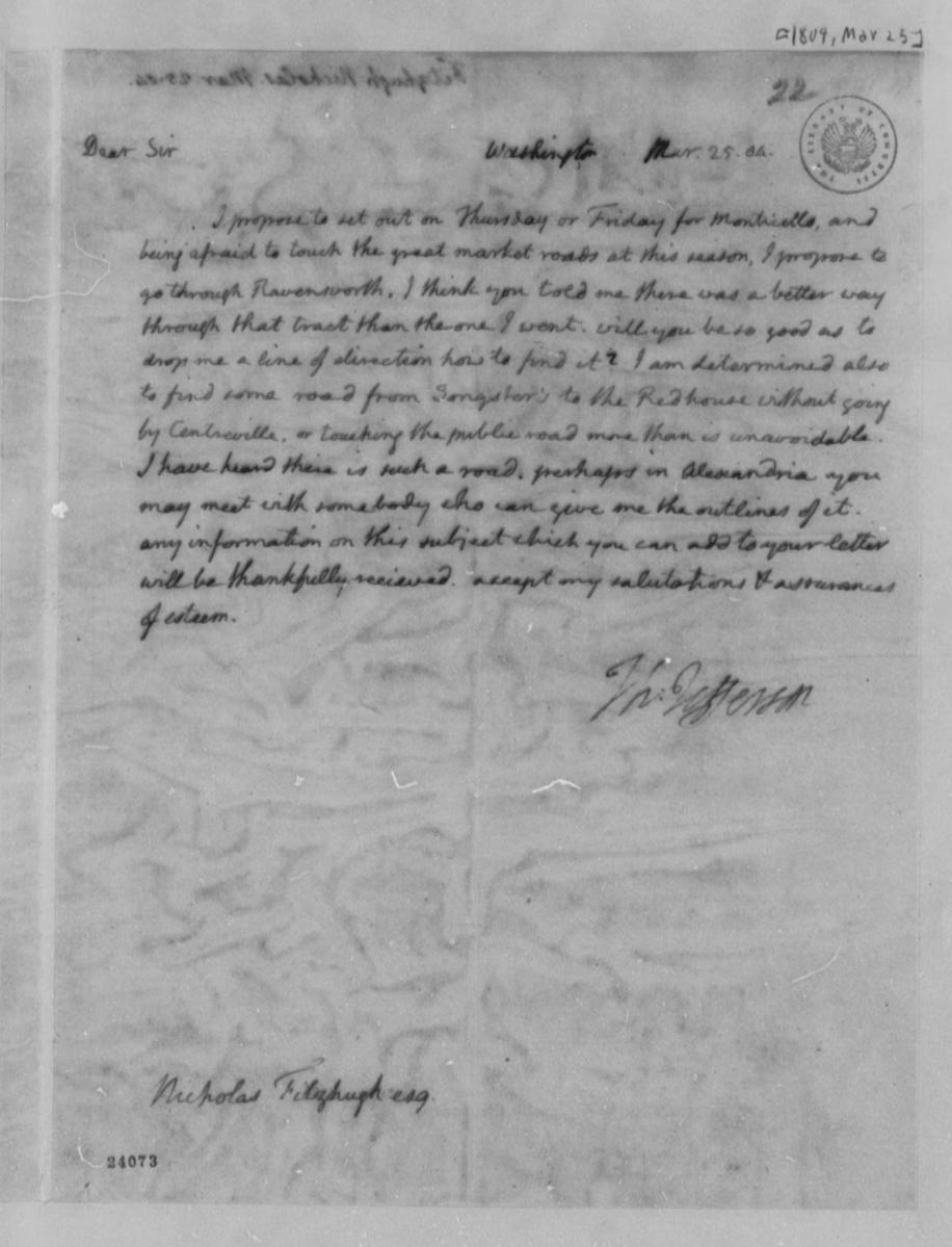 Thomas Jefferson letter - Nicholas Fitzhugh - 1804 - Library of Congress