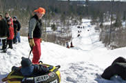 Downhill winter snow tubing in the Northwoods of Wisconsin