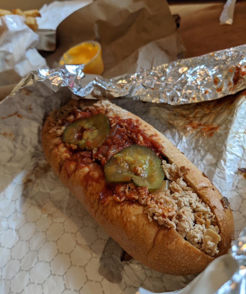 A chicken cheesesteak from Carl's Corner in Bethlehem, PA