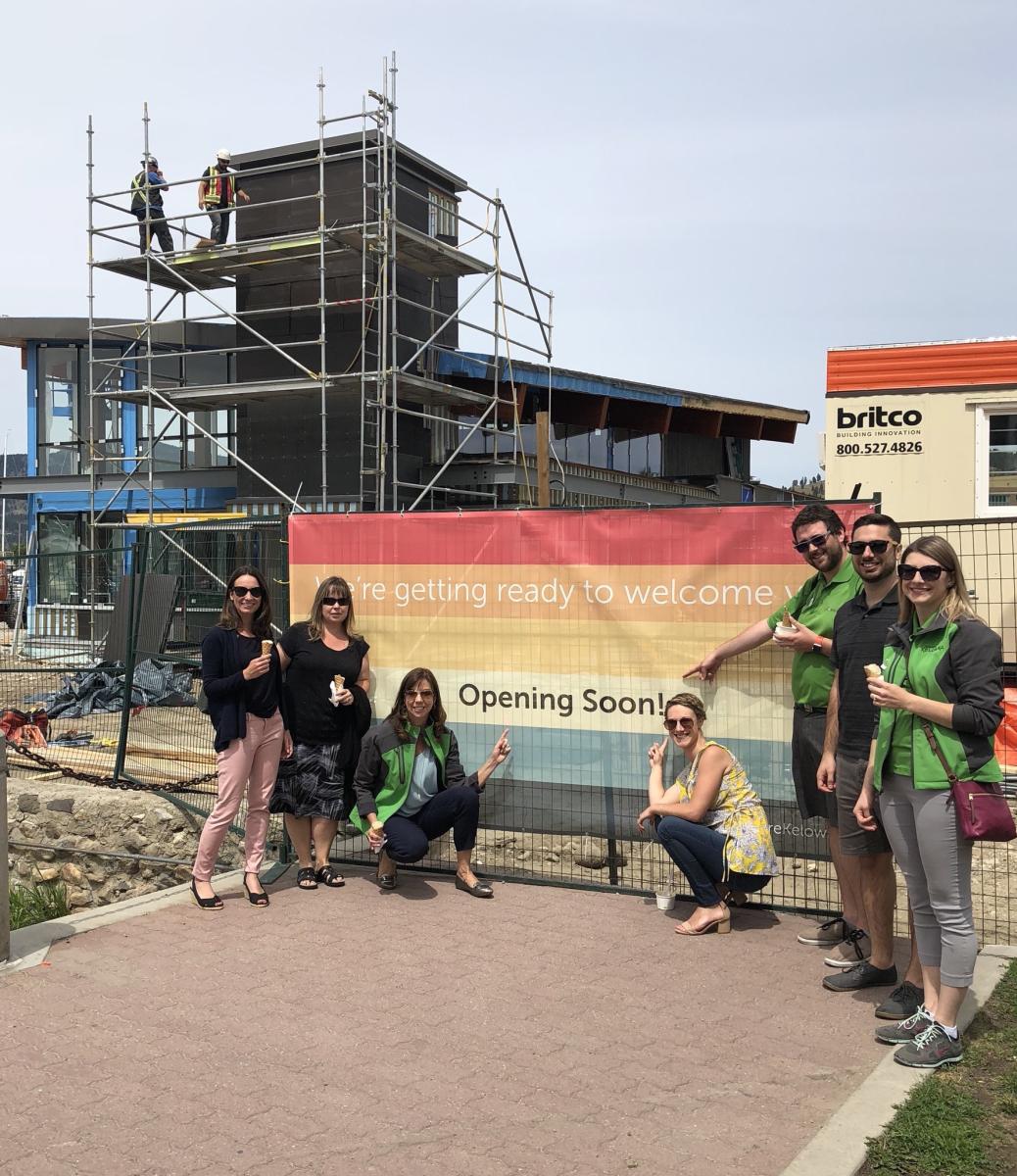 Photo of Tourism Kelowna staff at visitor centre construction project