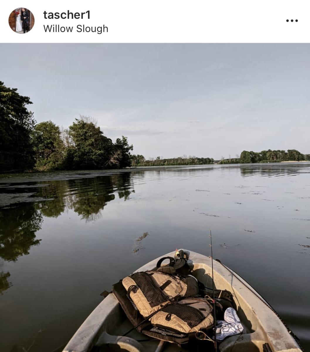 Fishing boat at Willow Slough - instagram @tascher1