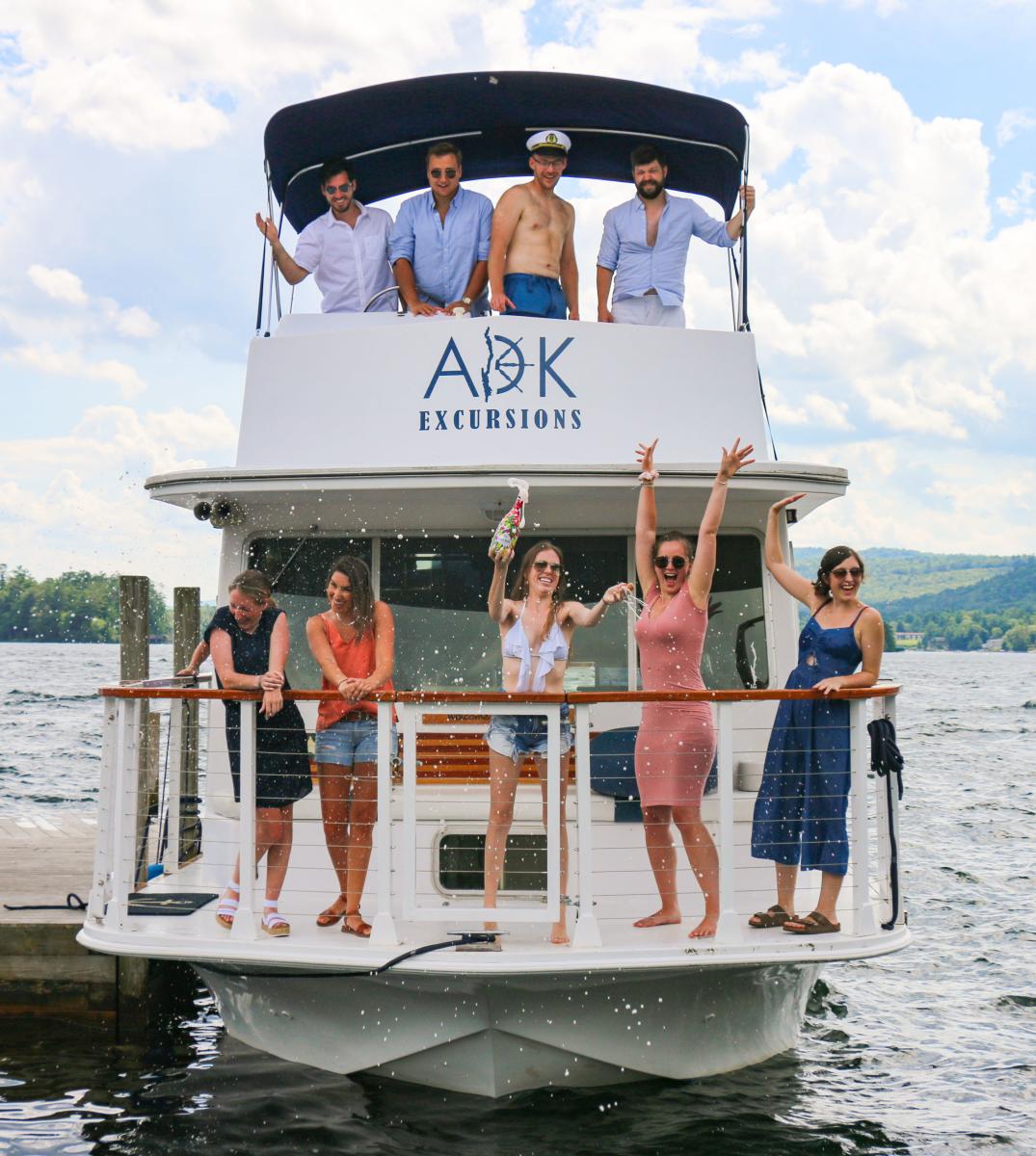 Friends on a boat cruise