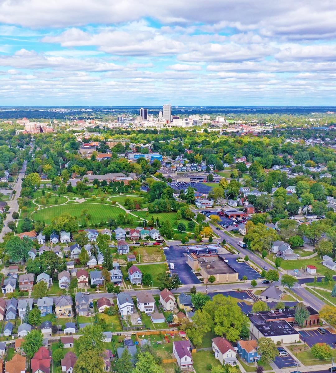 Aerial photo over 46807 neighborhood looking north toward downtown Fort Wayne Aerial photo over 46807 neighborhood looking north toward downtown Fort Wayne