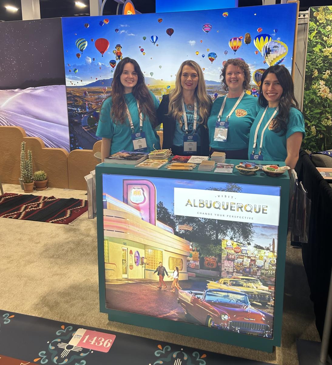 The Visit Albuquerque team (Meg Espie, Tania Armenta, Brenna Moore and Nikki Baca) at their IPW 2026 booth.