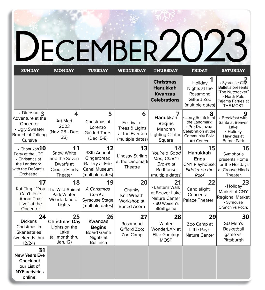 A month of Syracuse Holiday Things to Do