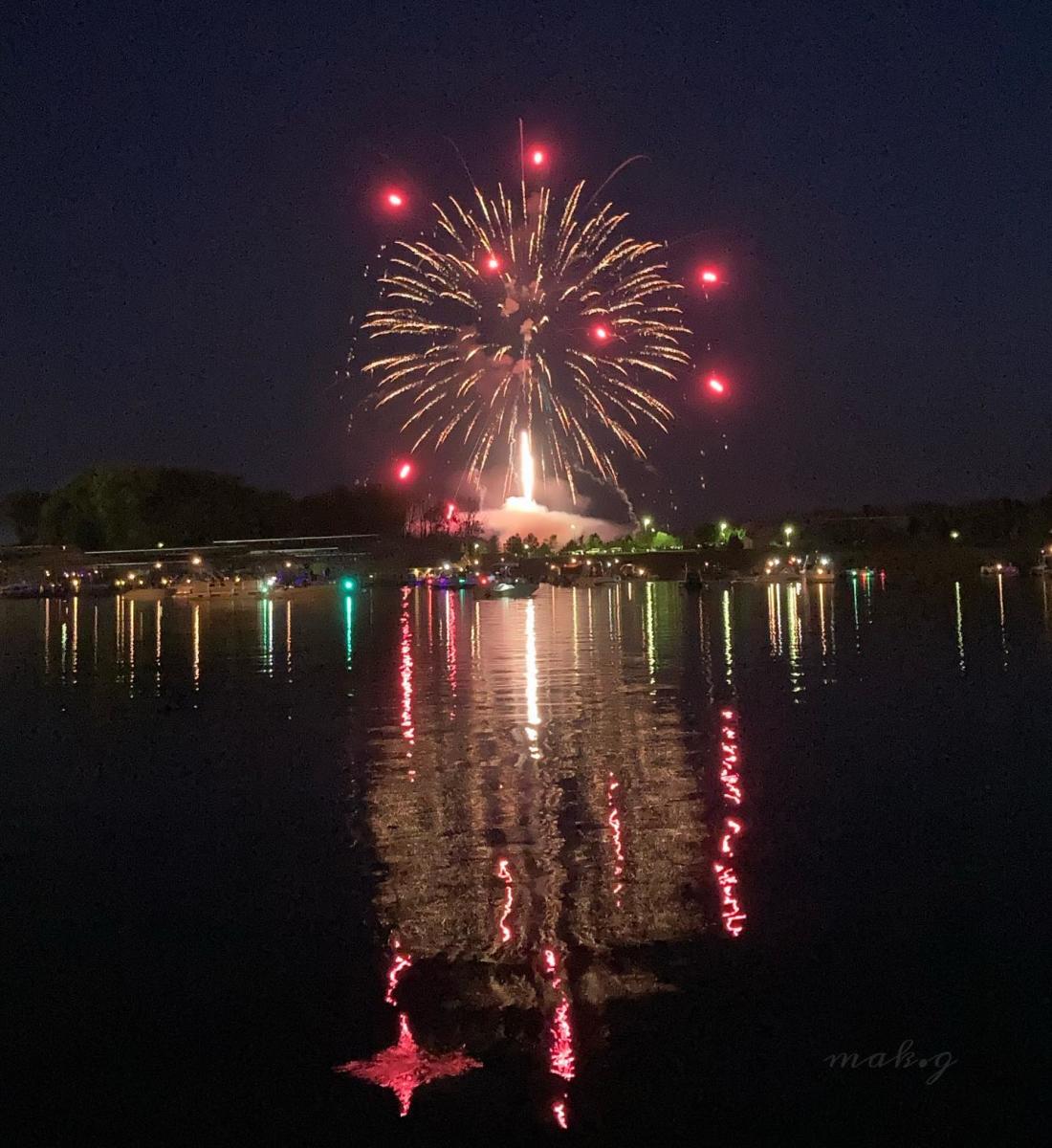fireworks over a water