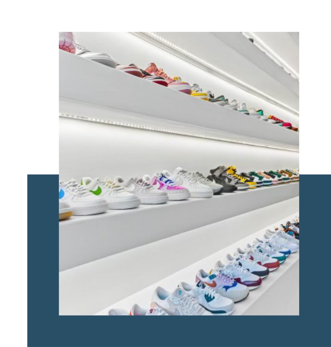 Wall of sneakers in Soul Classics' store