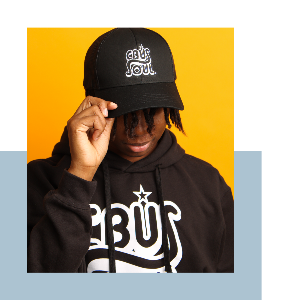 Black baseball cap with white CBUS Soul logo