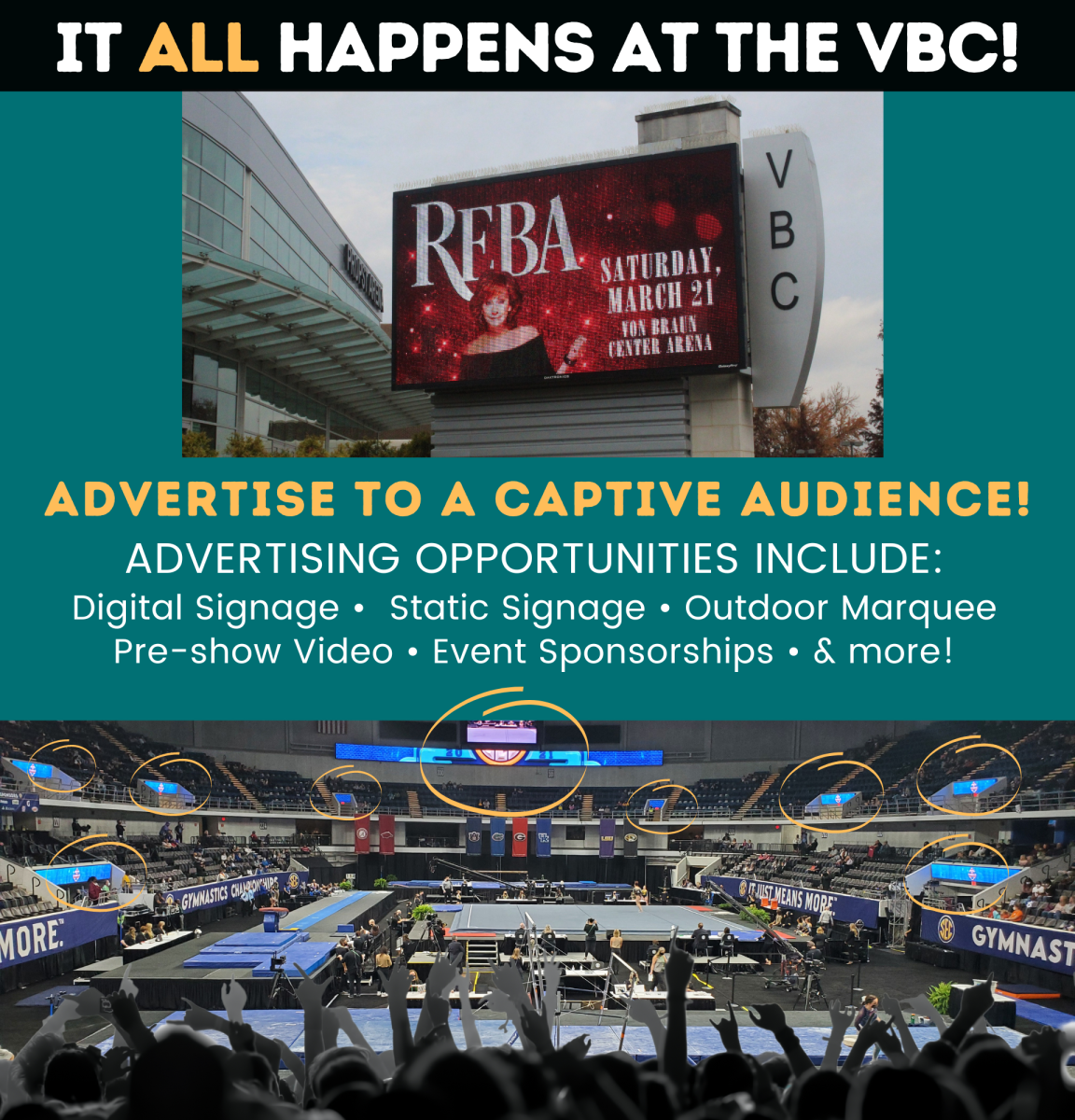 It all happens at the VBC - advertise to a captive audience!