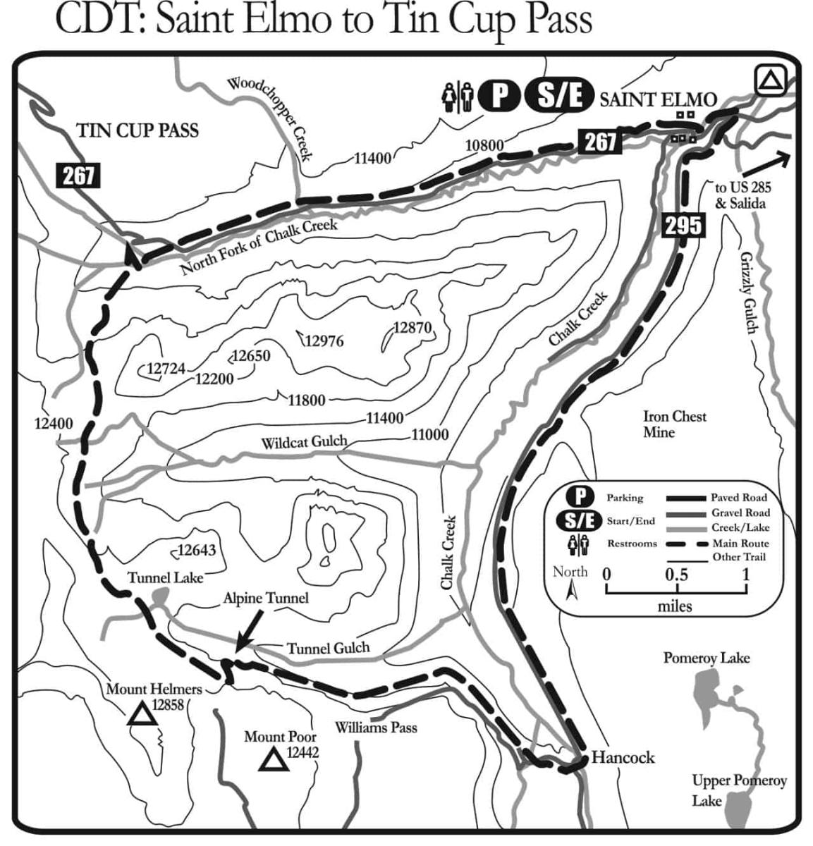 CDT-Saint-Elmo-to-Tin-Cup-Pass-map