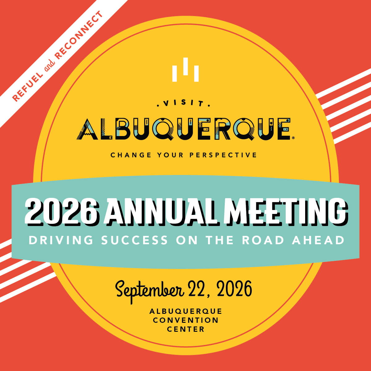 A graphic advertising the upcoming Visit Albuquerque Annual Meeting on Sept. 22, 2026.