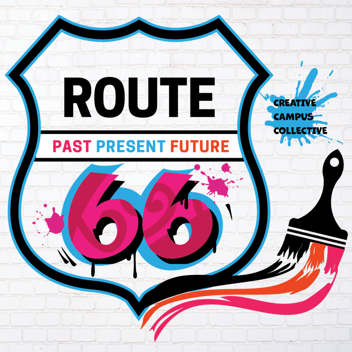 Logo for the Route 66 Centennial Murals Past Present Future project.