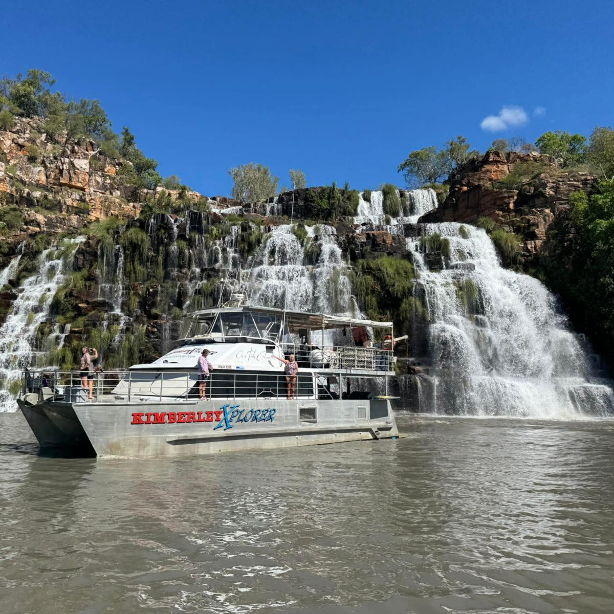 One Tide Charters cruise vessel at King Cascades on the Kimberley Coast