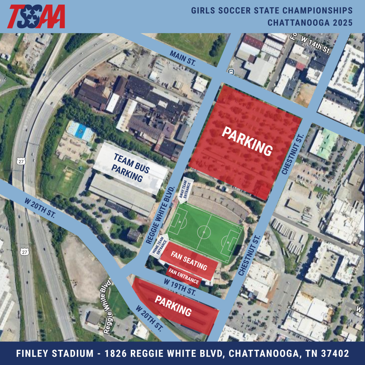 Finley Stadium Girls Soccer Map