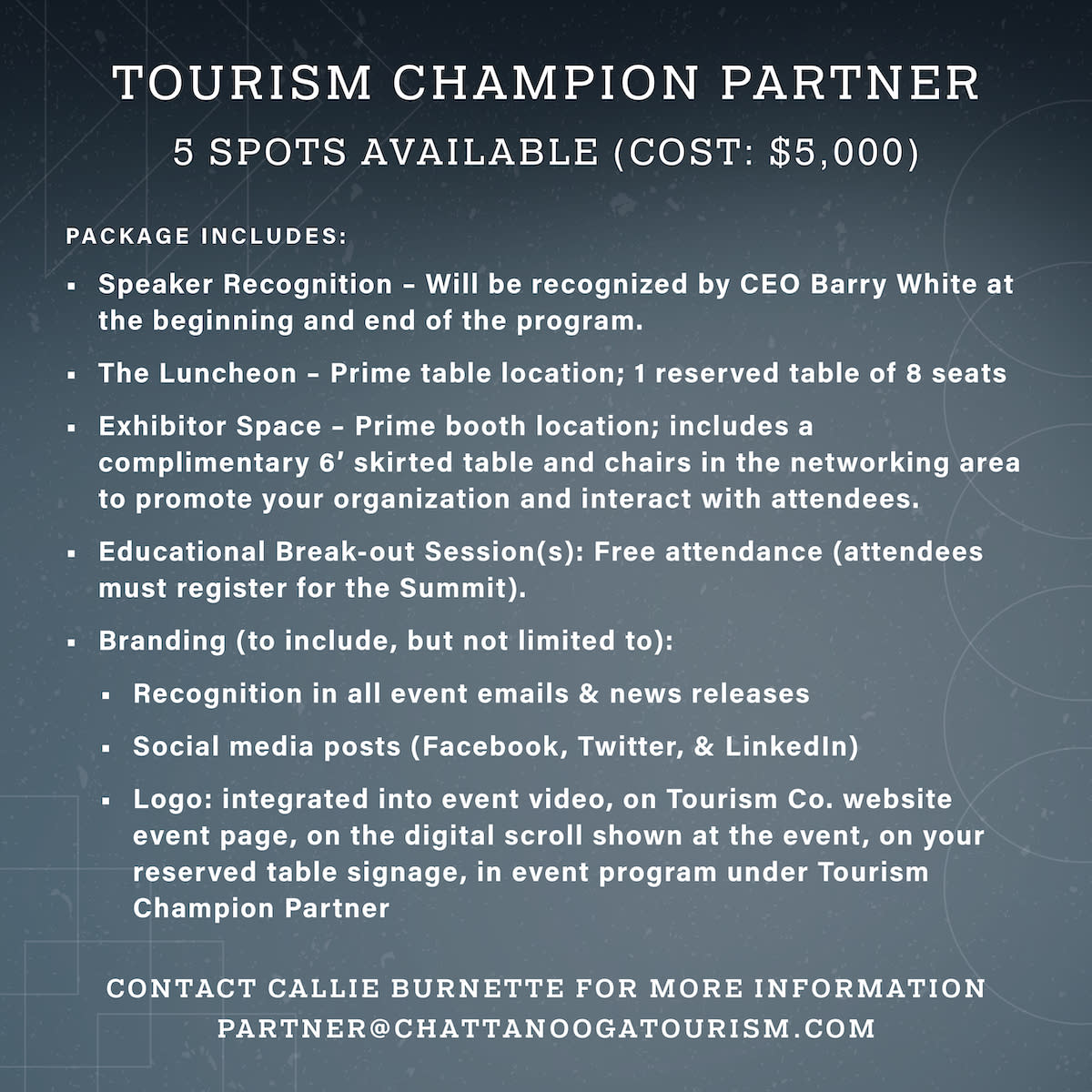 Tourism Summit 2023 Champion Partner | 5 Spots Available | 5,000