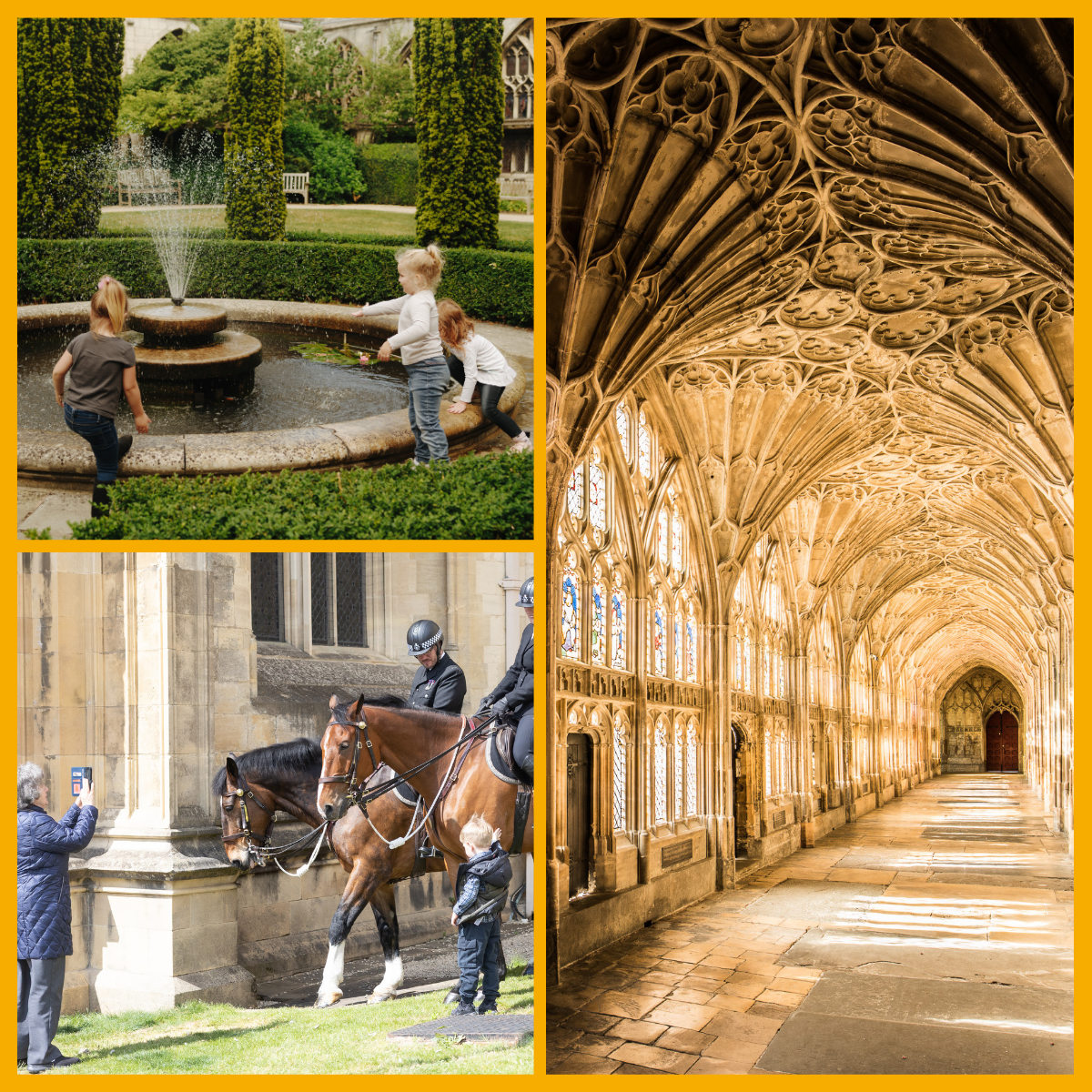Collage of images of events and activities at Gloucester Cathedral.