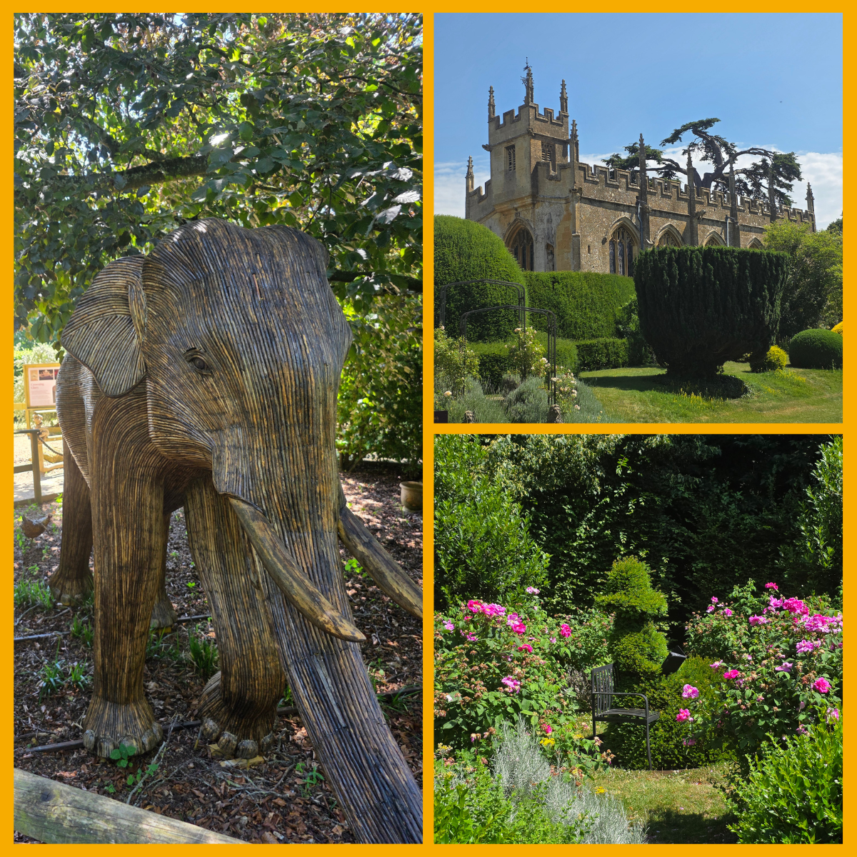 Collage of Sudeley Castle & Gardens, animal sculptures