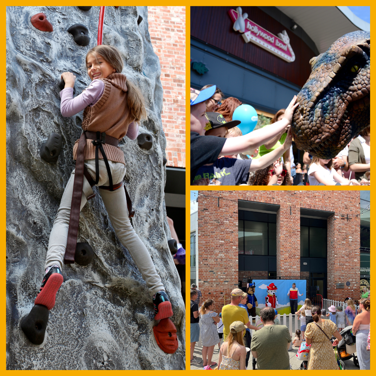 The Brewery Quarter Cheltenham free summer fun - featuring climbing, Paw Patrol and dinosaurs