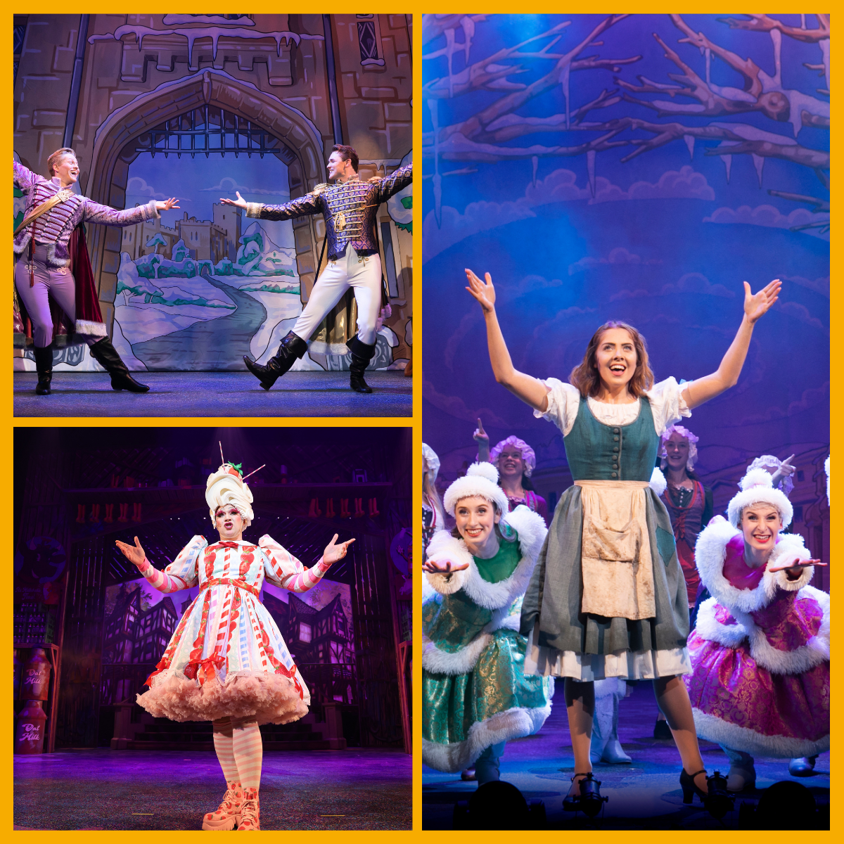 Collage of previous production images of Cinderella