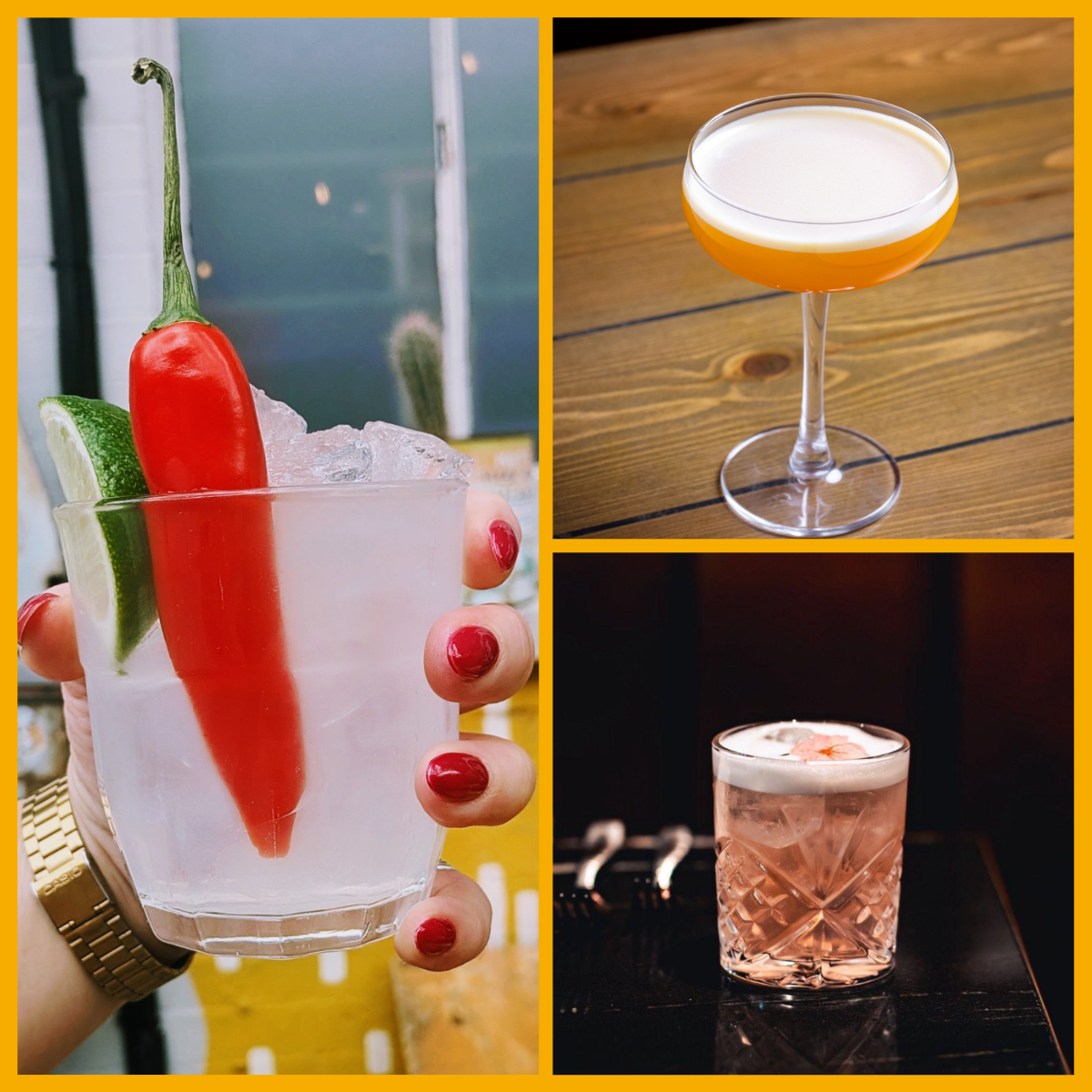 Collage of cocktails served during Cheltenham Cocktail Week
