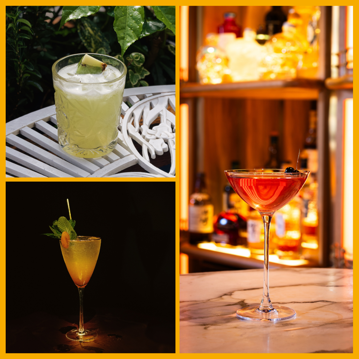 Collage of cocktails served during Cheltenham Cocktail Week
