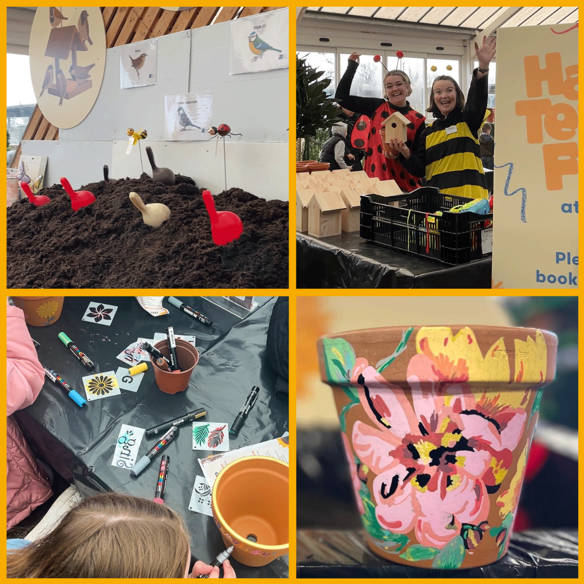 Decorating plant pots and sowing seeds at Webbs Cheltenham