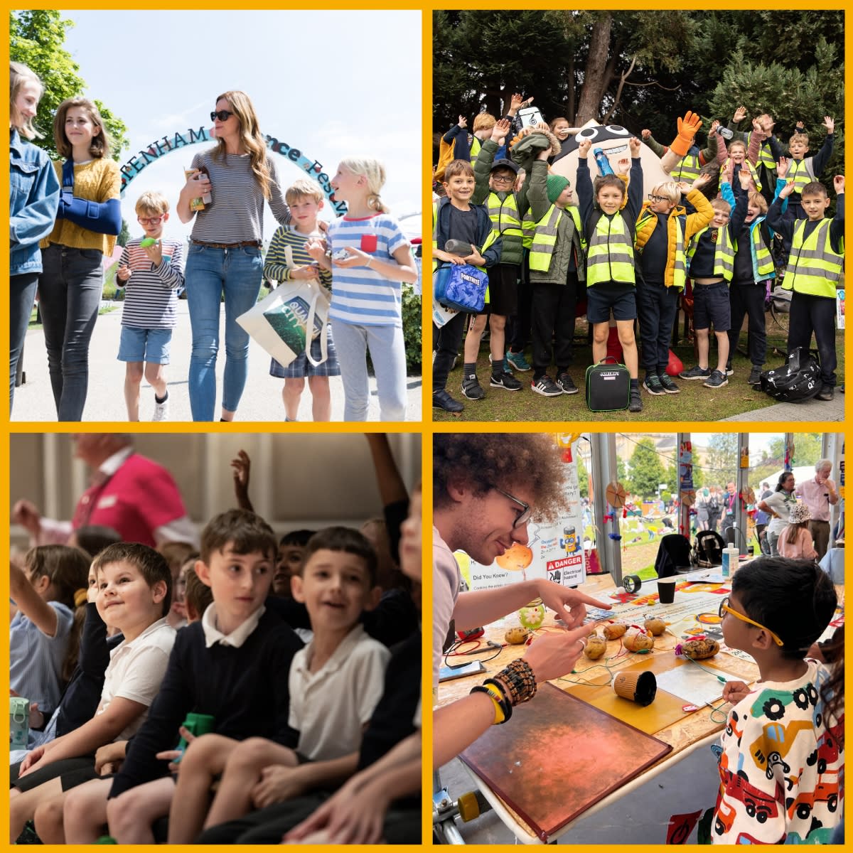 Collage of images featuring Cheltenham Festivals