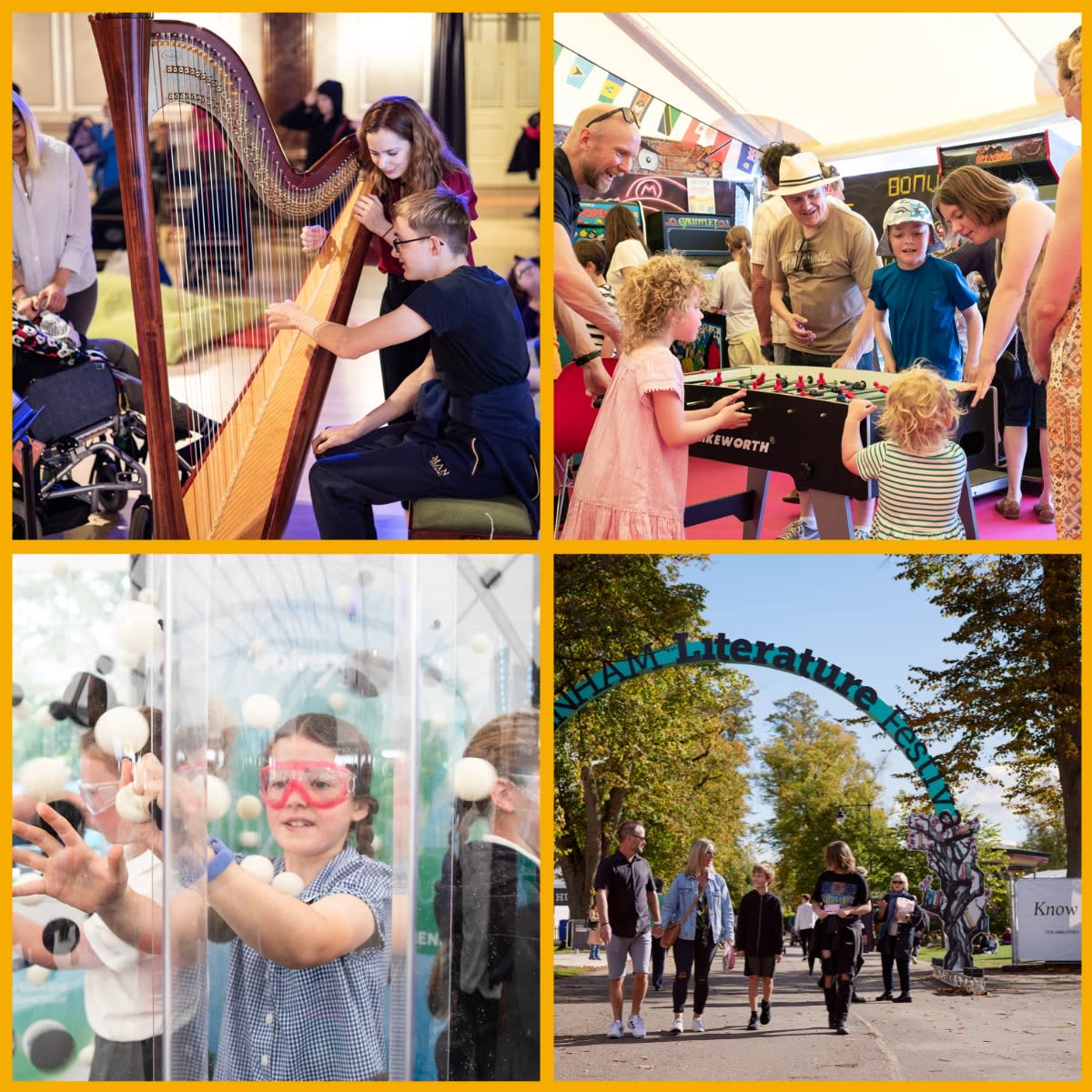 Collage of images featuring Cheltenham Festivals