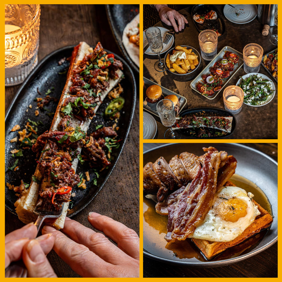 Collage of food served at Coalhouse Cheltenham