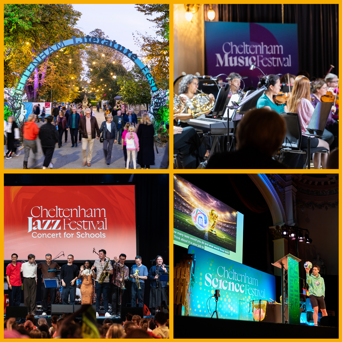 Images of the four Cheltenham Festivals