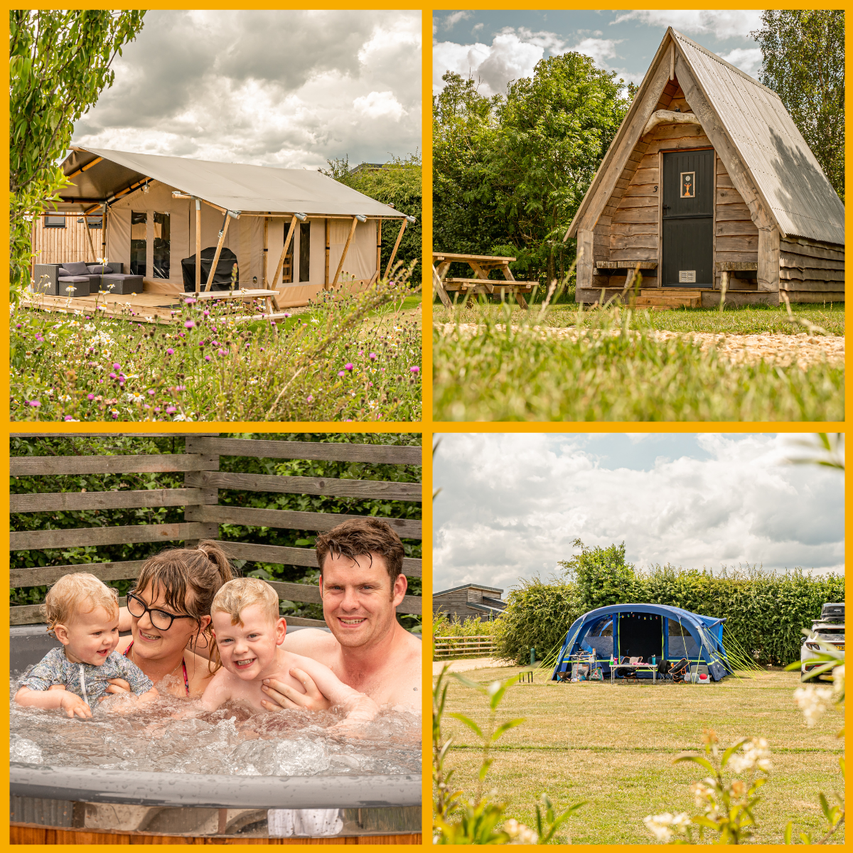 Collage of Cotswold Farm Park holidays accommodation.