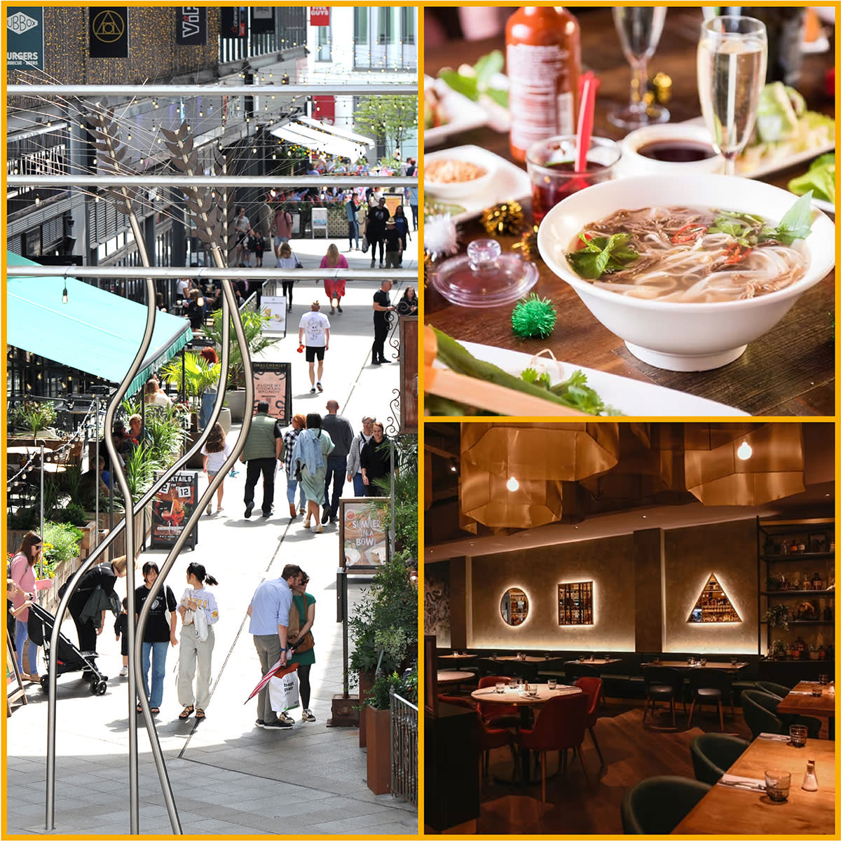 Collage of images featuring Cheltenham Jazz Festival dining options in The Brewery Quarter