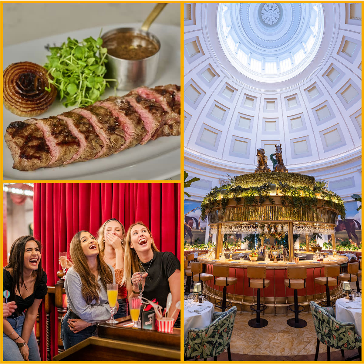 Collage of images features - Chez Mal Brasserie & Bar, Flight Club and The Ivy Montpellier Brasserie