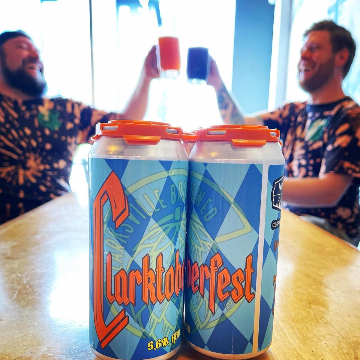 canned "Clarktoberfest" beer