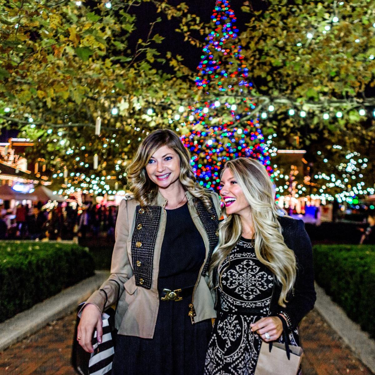 Two women shopping at Easton during holiday season
