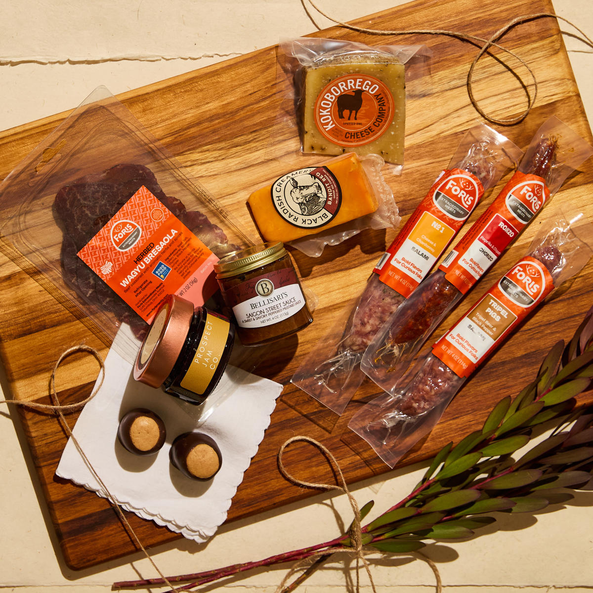 Array of meats and cheeses from Foris Extraordinary Meats