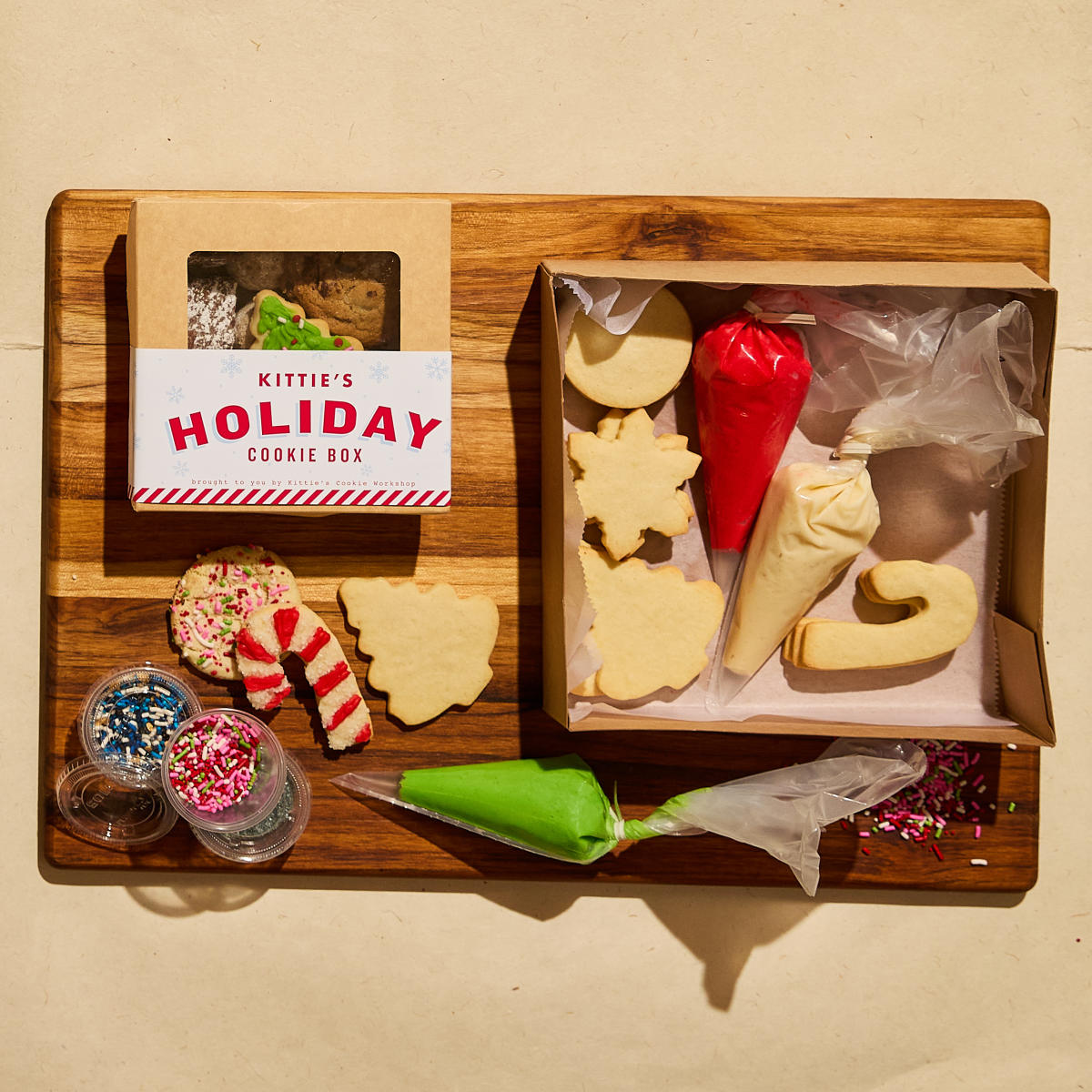 "Holiday Cookie Box" cookie decorating kit from Kittie's Cakes