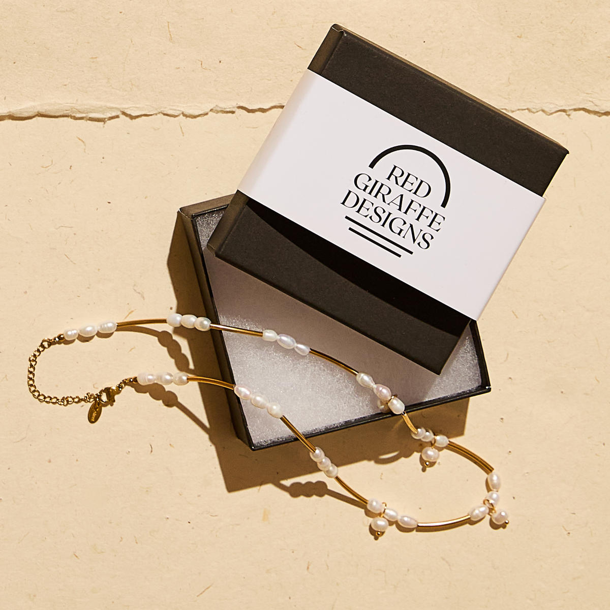 Gold necklace with pearls from Red Giraffe Designs