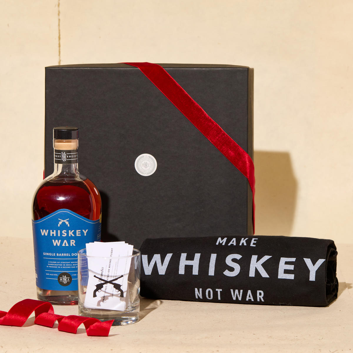 Bottle of whiskey and membership set from High Bank Distillery