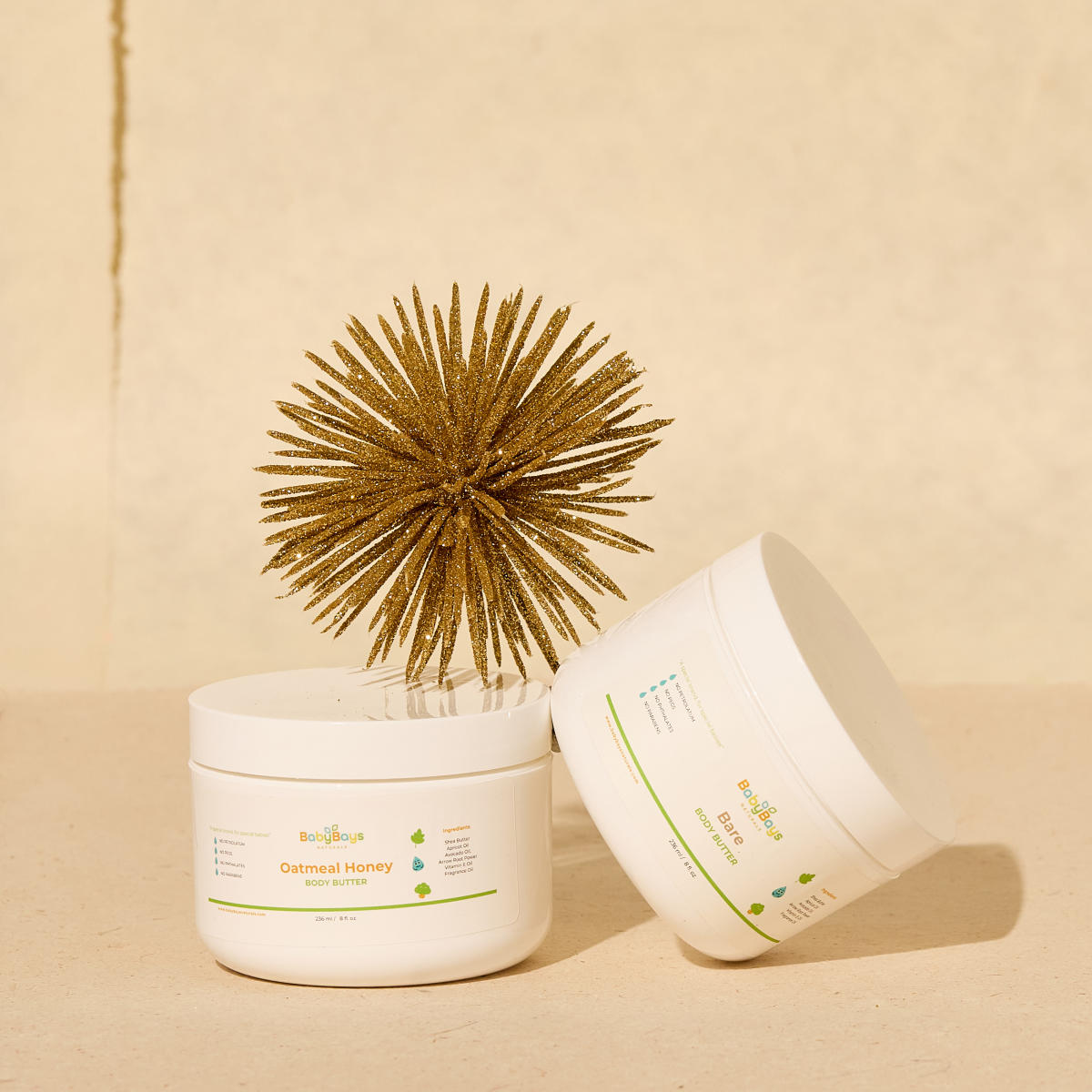 Two jars of body butter from BabyBays Naturals