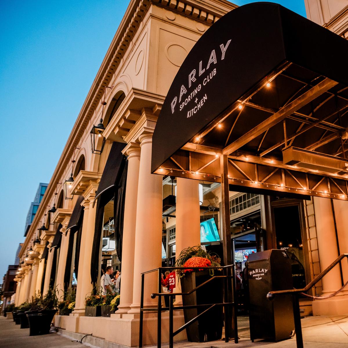 Exterior of Parlay Sporting Club + Kitchen