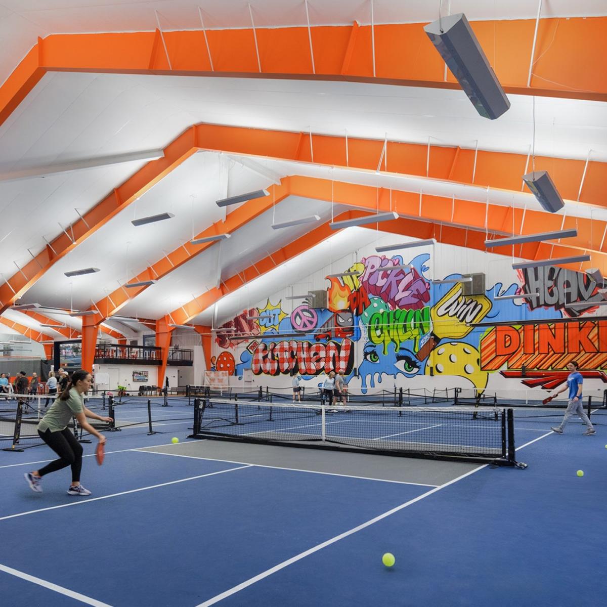 Pickleball courts inside Pickle & Chill