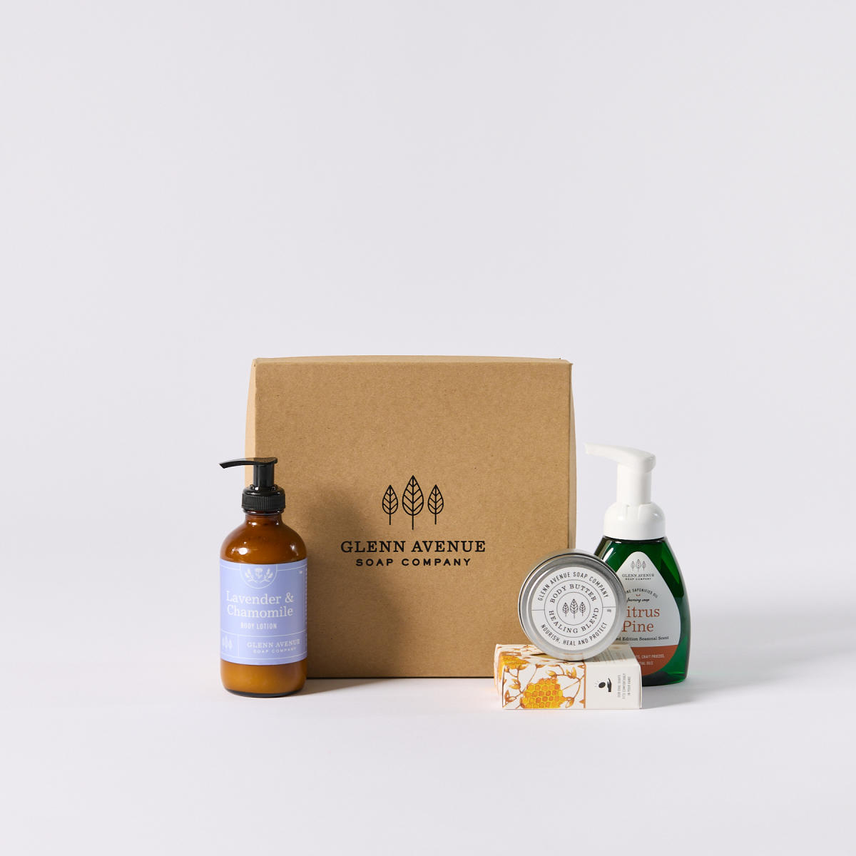 Variety of soaps and lotions from Glenn Avenue Soap Company