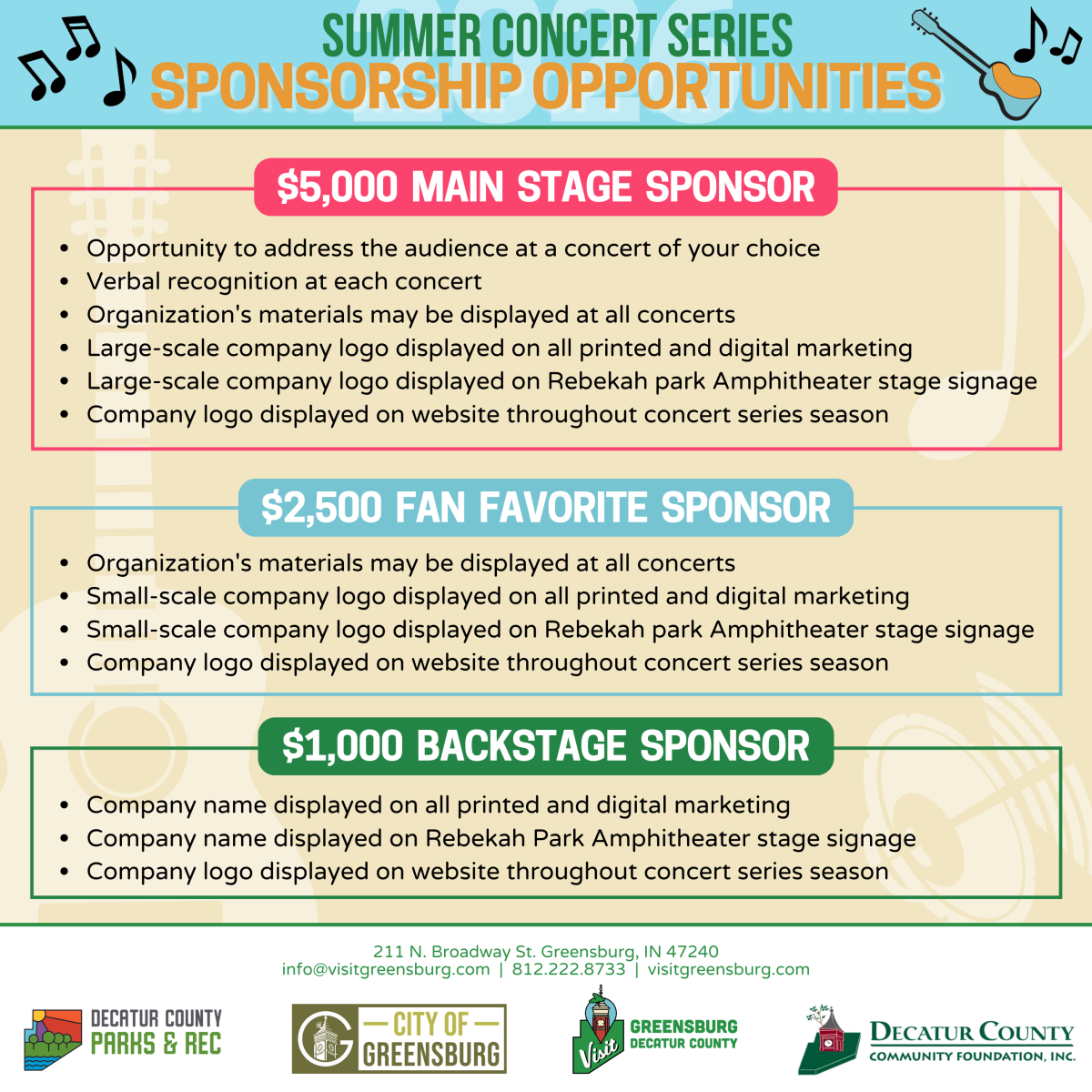2026 Concert Series Sponsorship Opportunities