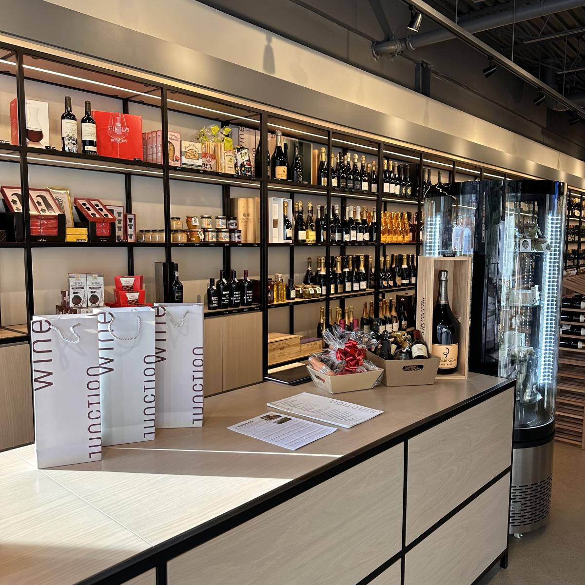 Wines line shelves at this small shop in McLean