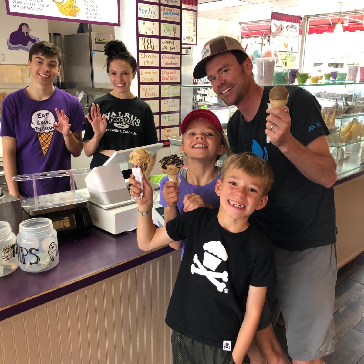 Happy people eating walrus ice cream