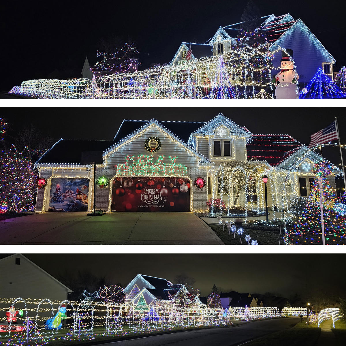 Holiday lights on display at 1618 Crooked Creek Parkway in Fort Wayne, Indiana.