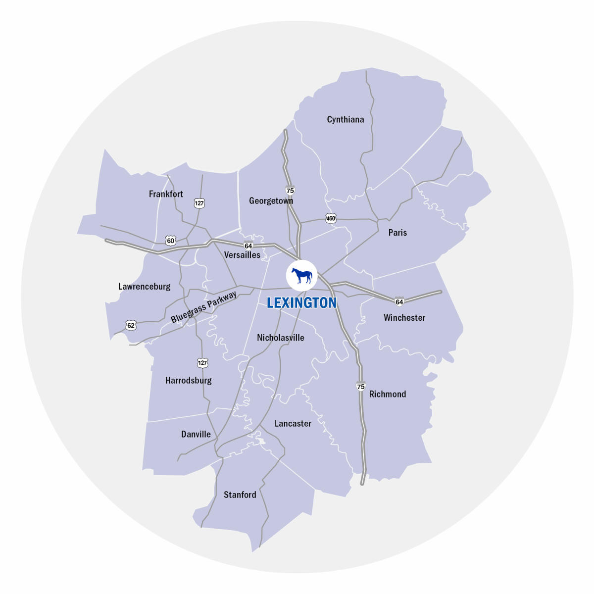 Bluegrass Region Map