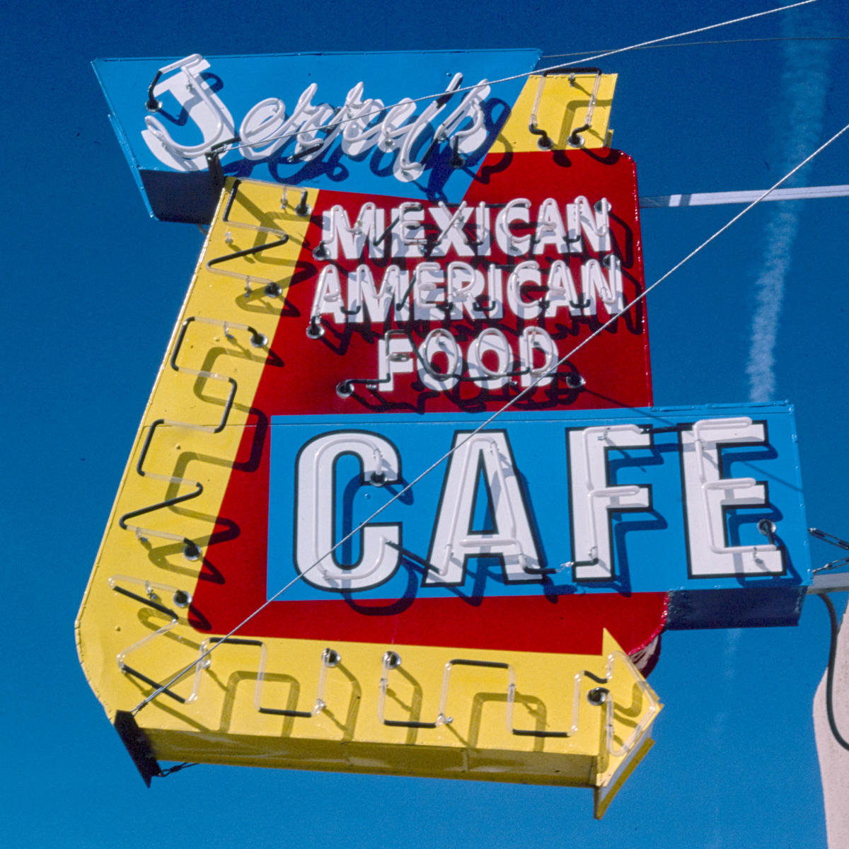 Jerry's Cafe's inviting neon sign hangs off West Coal Avenue and South Fourth Street.